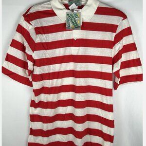 NWT Vintage Outdoor Exchange Red White Striped Polo Shirt Sz M Preppy 90s 80s